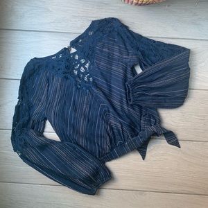 NWOT Free People Floating Memories Crochet Blouse